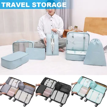 

New Hot 7pcs/set Clothes Quilt Blanket Storage Bag Set Shoes Organizer Wardrobe Closet Suitcase Pouch Bags Travel Home S