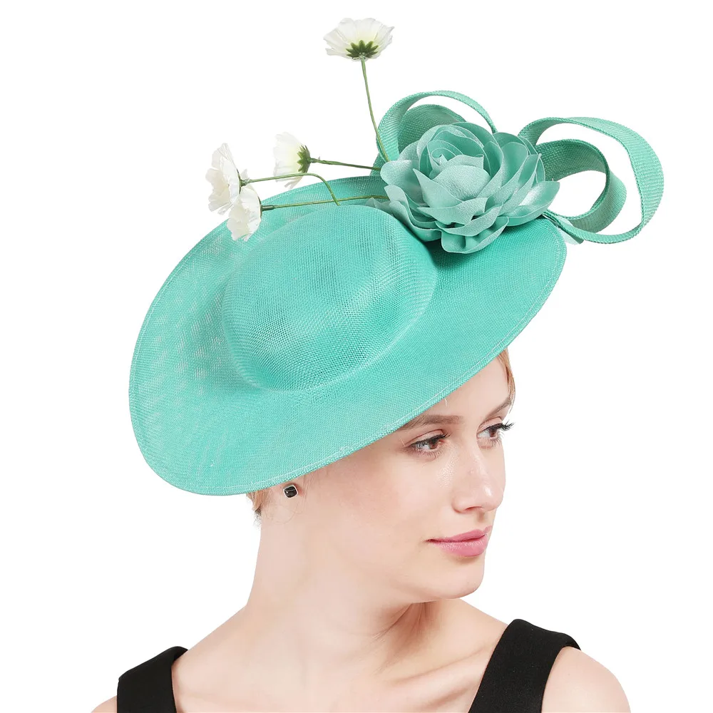 Большие шляпы millinery, Kenducky derby, королевская женская шляпа для свадебной вечеринки с милыми цветочными аксессуарами, петлями, головной убор, повязка на голову