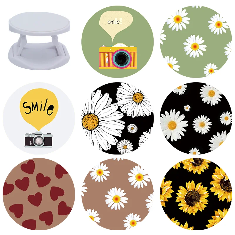 

Phone Ring Socket Art Floral Daisy Phone Holder Flowers Round Foldable Bracket Hand Grip Mount Stand For Xiaomi Redmi Note 8 Pro