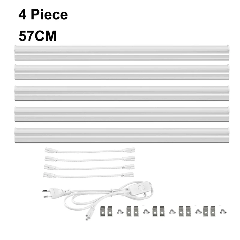 T5 профиль светодиодный светильник для кухни 29 см 57 см светодиодный светильник для шкафа 6 Вт 10 Вт 220 В Ночной светильник для шкафа с адаптером питания ЕС - Испускаемый цвет: 5pcs 57cm