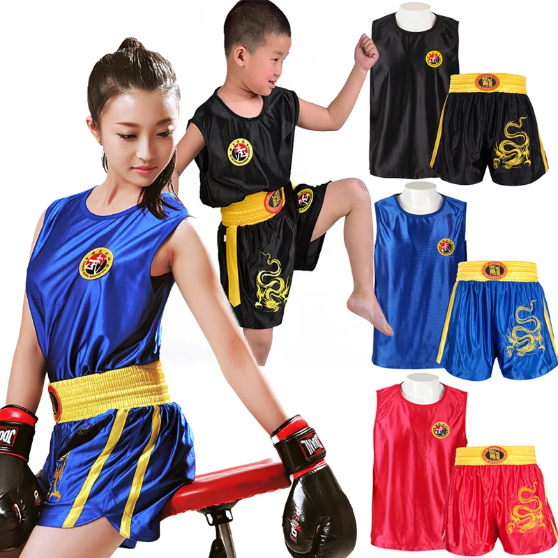 Sanda костюмы для бокса взрослых и детей Униформа шорты ММА борьбы с детьми
