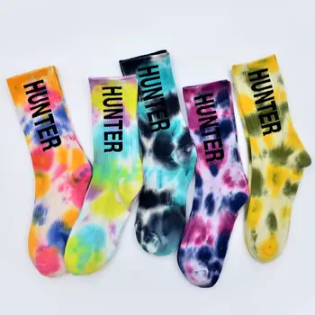 

Cotton Socks Men Tie Dye Alphabet Harajuku HipHop Funny Skate Crew Socks Happy Socks Cycling Running Hiking 2020 Fashions Sports