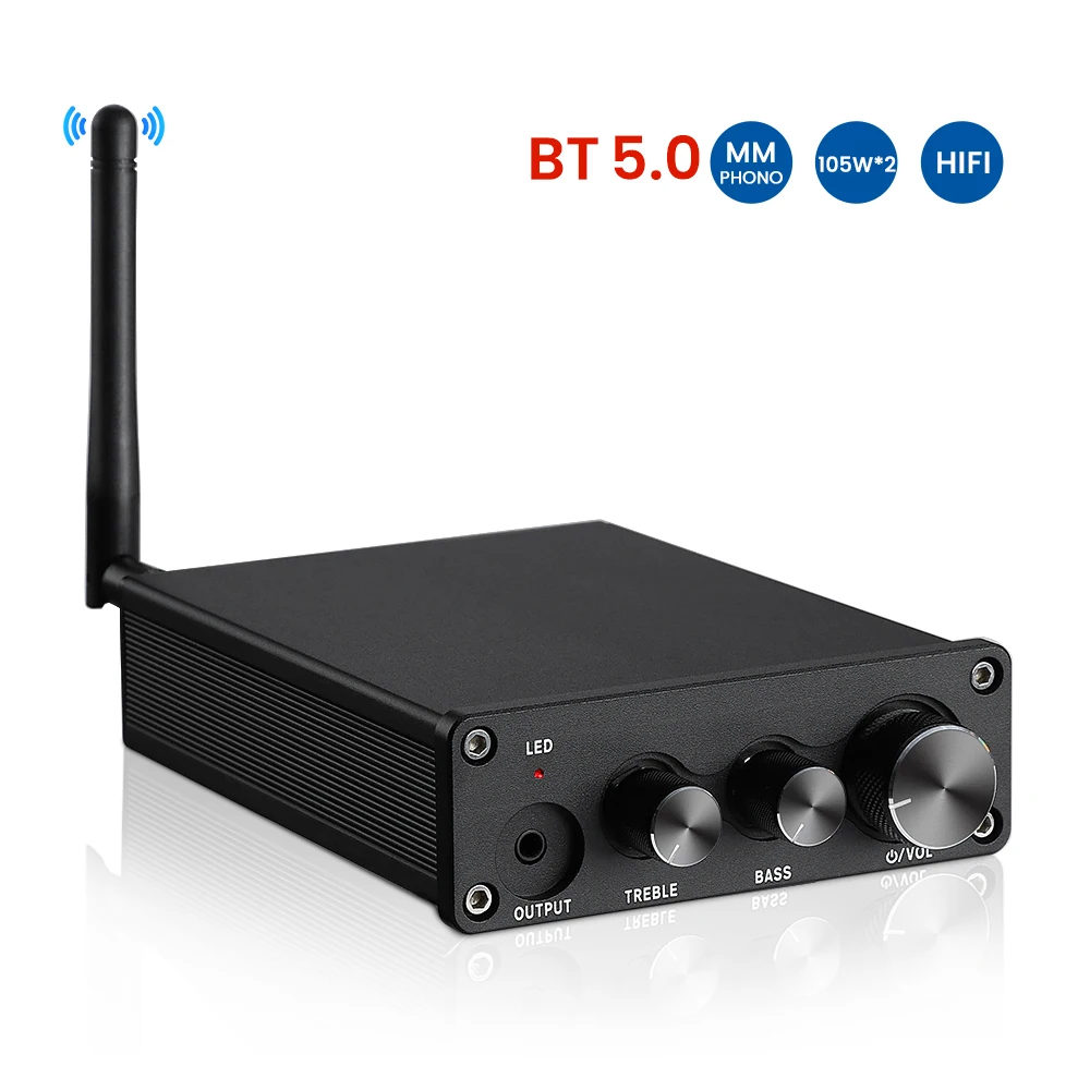 

AIYIMA TPA3221MM/MC Phono Bluetooth Amplifier HiFi Stereo Power AMP For Turntable Phonograph Treble And Bass Adjustment 100Wx2