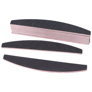 

50PCS 100/180 Grit Nail Art Files Double Side Comb Curved Shape Nail Files Sanding Half Moon Nail File for Salon