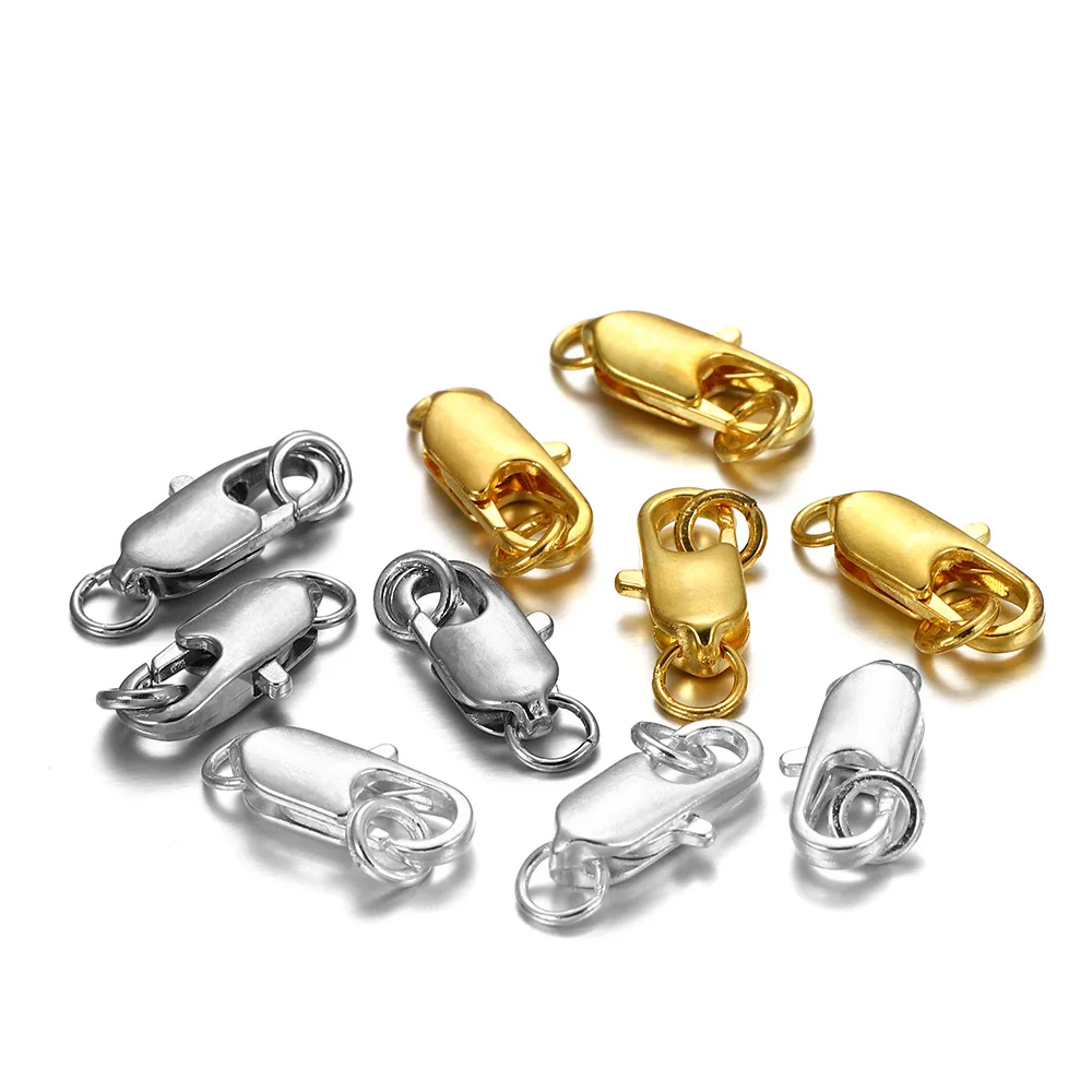 

30PCS/Lot Wholesale Square Clasps for Jewelry DIY Making Hooks Buckle Lobster Clasp With Jump Ring Connectors Accessories