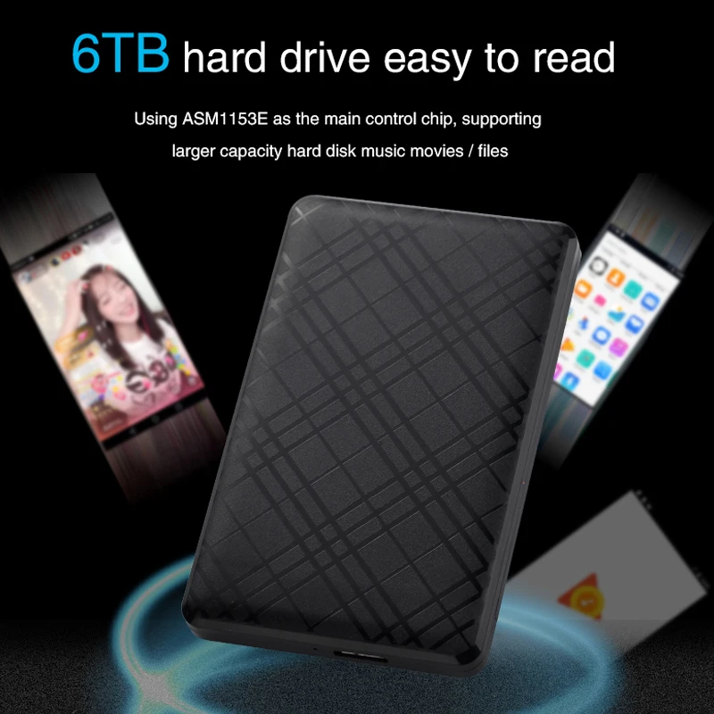 T43 외장 USB 3.0 하드 드라이브 인클로저 2.5인치 SATA II/III 최대 6TB 지원 고속 모바일 HDD 케이스 (케이블 포함)