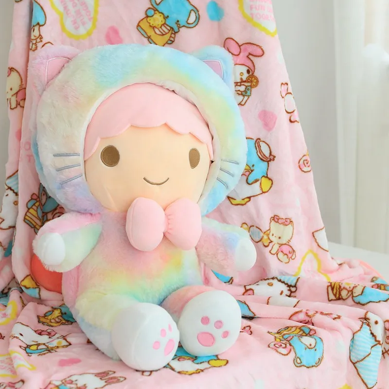 60 см с милым рисунком котенка, плюшевая игрушка с Одеяло мягкая чучела Мультфильм животных кукла украшение для дома подушка для сна подушка для девочек подарок на день рождения