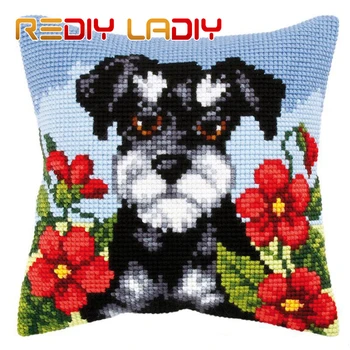 

Cross Stitch Cushion Garden Pests Make Your Own Pillow DIY Chunky Cross Stitch Kit Pre-Printed Canvas Acrylic Yarn Pillow Case