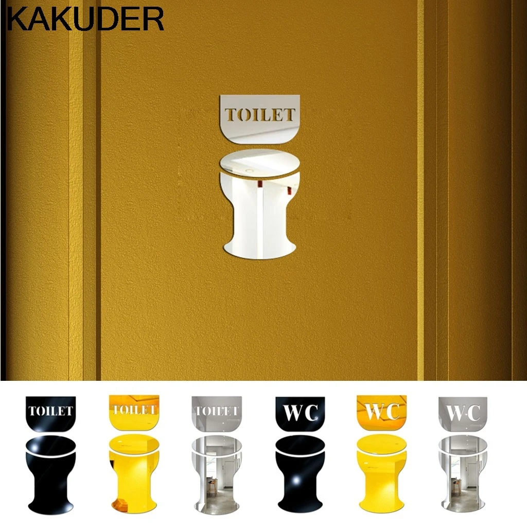 Kakuder стена, наклейка, креативная, сделай сам, модная, индивидуальная, 3D Зеркальная Наклейка на стену, s WC письмо, туалет, ванная комната, наклейки, s номер, искусство
