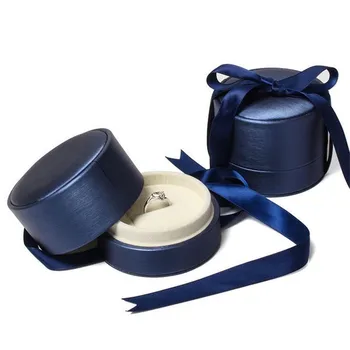 

1Pcs Elegant Bowknot Noble round PU leather Jewellery Case Ring Necklace Display Box Gift Boxes Amazing