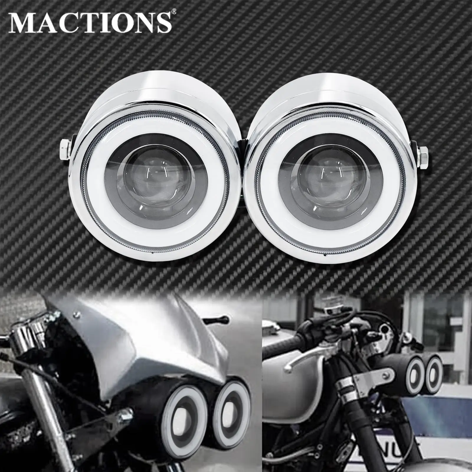 Headlight クロムデュアルツインアンバーLEDエンジェルアイズヘッドランプW マウントブラケットフィットハーレー Chrome