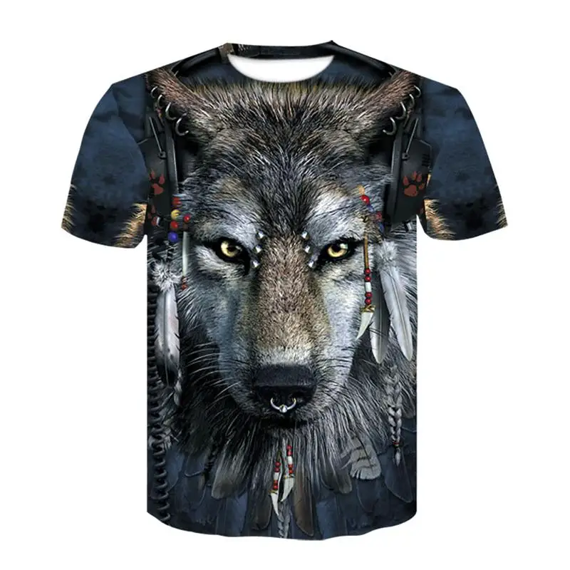 

2020 New Hot Sale Men's T-shirt Streetwear Round Neck Short Sleeve 3d T-shirt Funny Animal Print Wolf Print Men/women 3d T-shirt