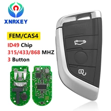

XNRKEY 3 Button Remote Key ID49/PCF7953 Chip 315/433/868Mhz for BMW X5 X6 X7 2011-2017 CAS4 CAS4+ FEM F System Proximity Keyless