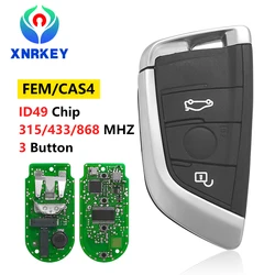 XNRKEY – clé télécommande à 3 boutons, transpondeur ID49/PCF7953, 315/433/868Mhz, pour BMW X5 X6 X7 2011 – 2017, système de proximité sans clé CAS4 + FEM F 