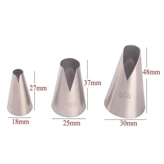 3 db/Szett 580S#580#686 Cake Fúvókák Krémdekoráció Torta Fejcél Jegesedés Csővezeték Fúvóka Tippek Fondant Tészta Szerszámok - Image 4