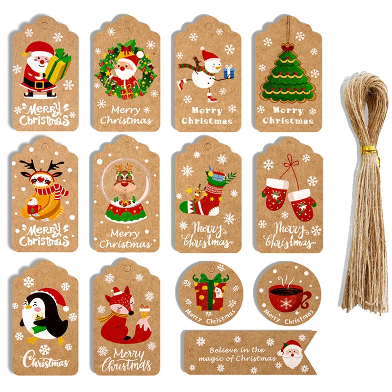 4850PcsMerryChristmasKraftPaperTagsDIYHandmadeGiftWrapping