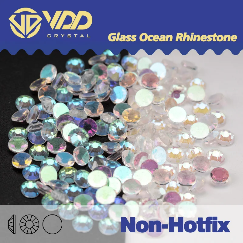 

VDD Aurora Transparent AB Glass Non Hotfix Rhinestones Nail Art Accessories Decor Crystal TRA Glitter Stones DIY Decoration