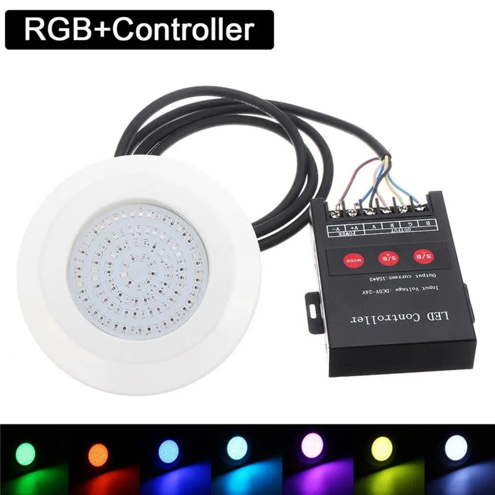 72LED 9 Вт подводный бассейн свет спа Пруд Лампа DC12V IP68 водонепроницаемый RGB с контроллером белый теплый белый