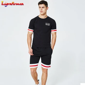 

Men's US/Euro Size Casual Fitness Jogging Suits Sportsman Fashion Suits Men Summer New Style Mens Sportswear T-shirts Suits