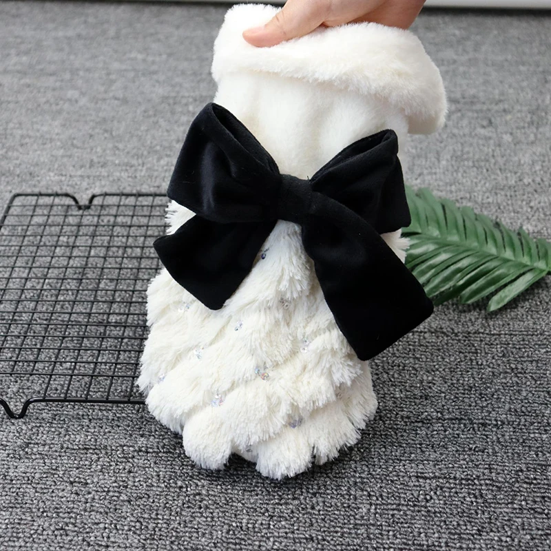 

Fashion Sequin Winter Pet Dog Clothes Elegant White Puppy Pet Cat Coat Jackets For Dogs Fur Bow Knot Chihuahua Clothing Overalls