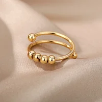 Balls Beads Rings for Women Stainless Steel Rotate Freely Anti Stress Anxiety Ring 2023 Antistress Spiral Bead Rotate Jewlery - Image 5