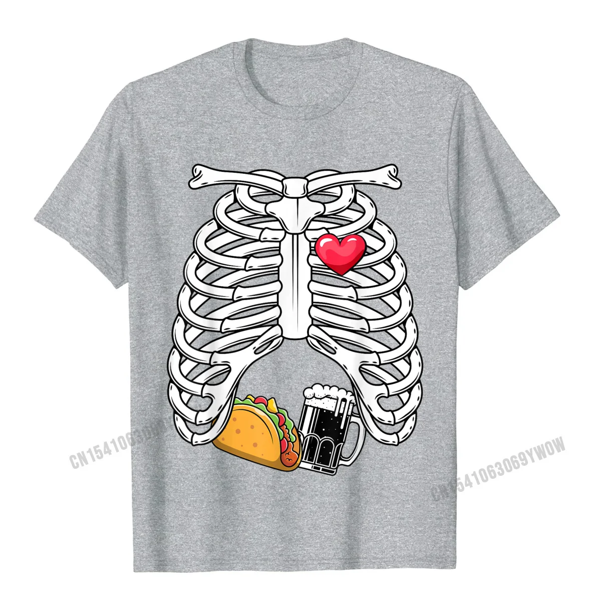 Gift NEW YEAR DAY Pure Cotton O-Neck Tops Tees Short Sleeve Group Top T-shirts Funky Family T-Shirt Top Quality Skeleton Pregnancy Tacos Beer Xray Funny Halloween Soon Dad T-Shirt__729 grey