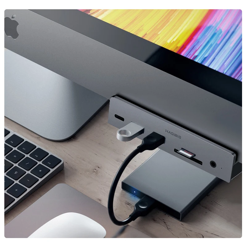 Hagicis tipo c Hub USB 30 HUB Clamp diseño aluminio tipo c a HDMI aleación Clip tipo SD/TF lector d
