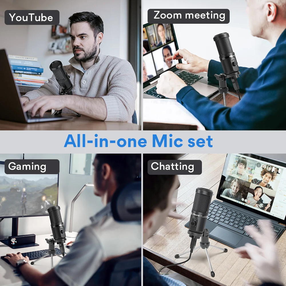 Buy MAONO PM471TS USB Computer Microphone, All in One Condenser Mic with  Gain Knob and Zero Latency Monitoring, Metal Pop Filter, Tripod Stand for  Podcasting, Streaming, , Voice Over, Zoom Meeting Online