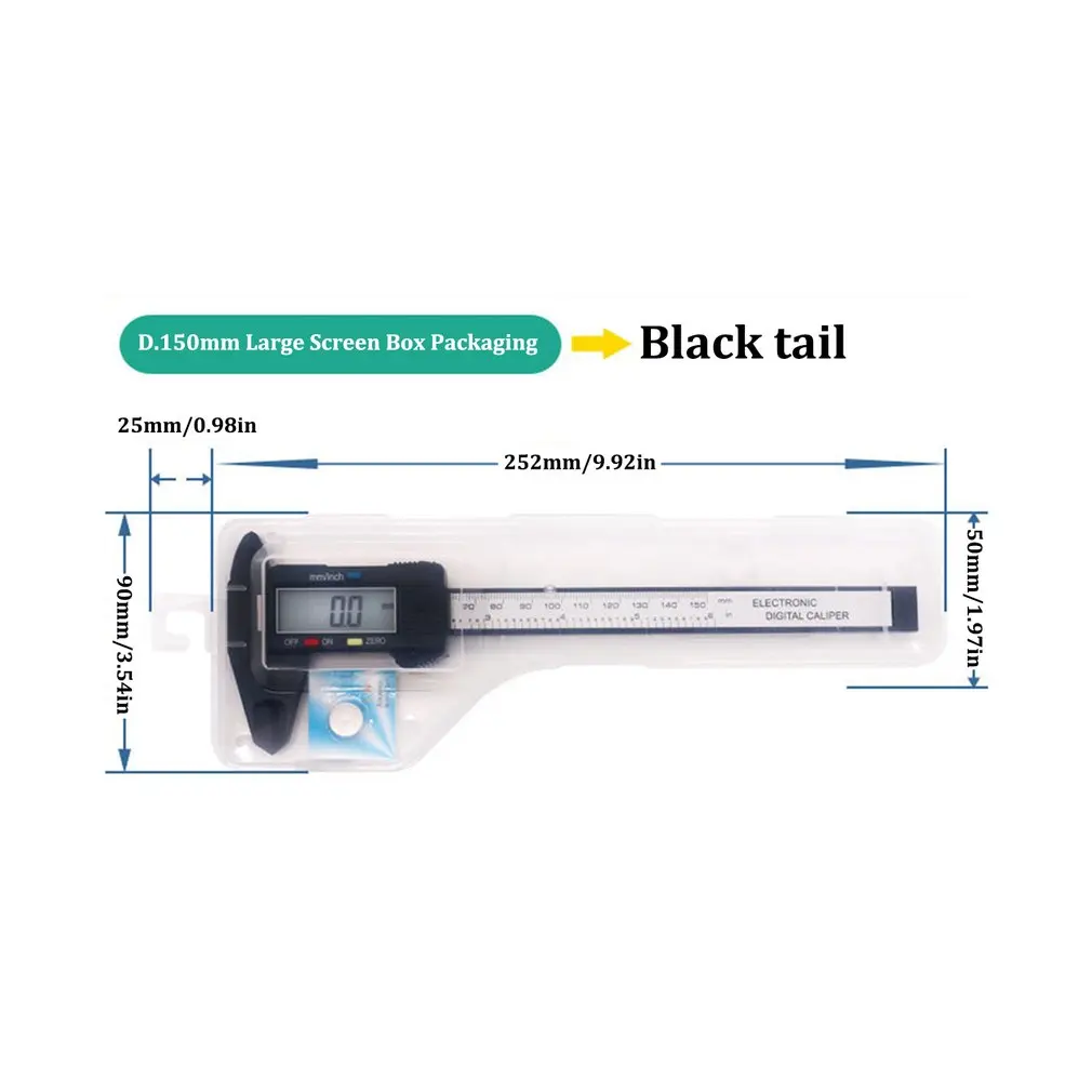 Электронный цифровой дисплей штангенциркуль 0-150 мм 0-100 мм Пластиковый штангенциркуль измерительный инструмент внутренний диаметр наружный диаметр - Цвет: 0-100mm box