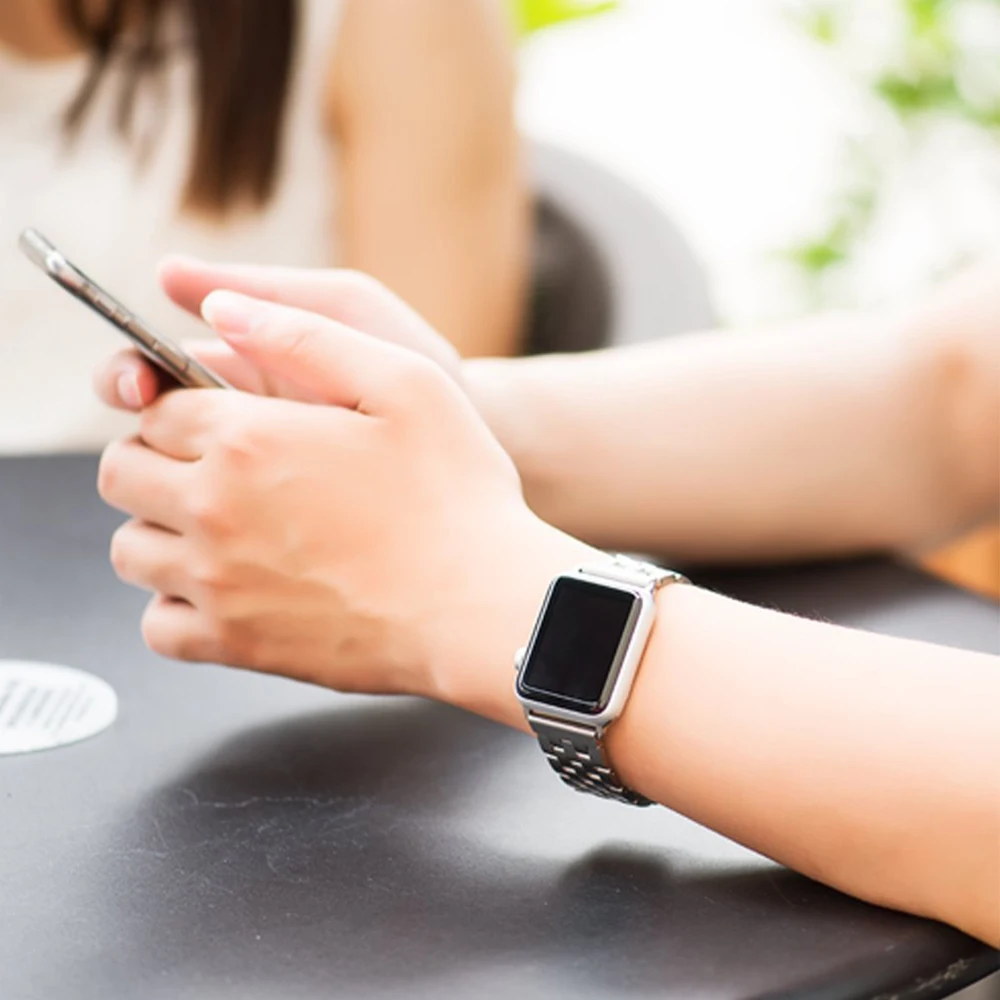 UEBN браслет из нержавеющей стали для Apple watch Series 1 2 3 4 металлический ремешок для iWatch 44 мм 42 мм 40 мм 38 мм ремешки для часов