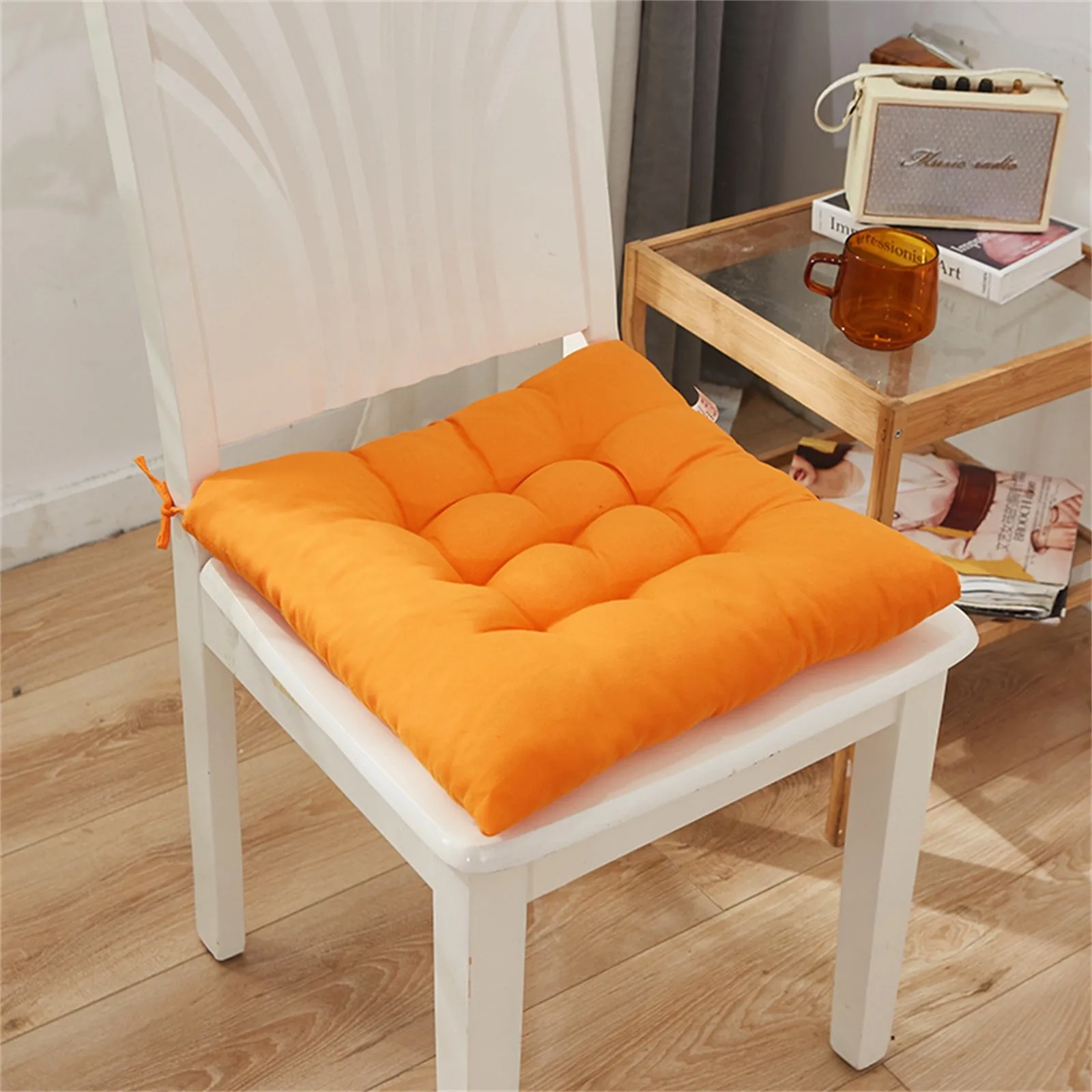 Home Office Chair Seat Cushion Pads Round Cotton Upholstery Soft Padded