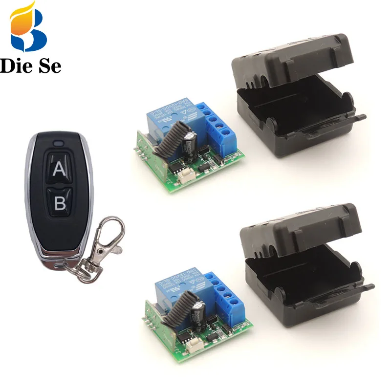 

433MHz Universal rf Remote Control For Gate Door security system Safety DC 12V 1CH Relay Receiver Module and Key fob Transmitter