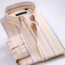 Хлопок, высокое качество, деловая повседневная мужская рубашка оксфорд с длинным рукавом, роскошная модная мягкая полосатая рубашка на пуговицах