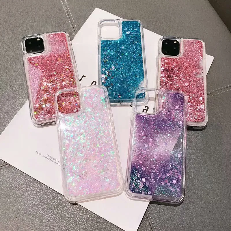 Solid Color Quicksand Phone Case Back Cover For iPhone 11 Promax Xsmax Xr Xs X 8 7 6 6s Plus Glitter Shell Transparent Capa |