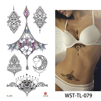 

Rose Geometry Cool Temporary Tattoo Sticker Women Minimalist Lines Pattern Body Art New Design Fake Men Tattoos Korean Fashion