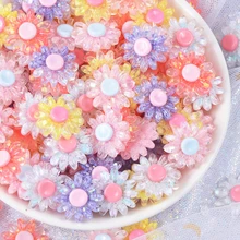 20PC Mixed Colors Flat Back Resin Crystal Flower Cabochon Children's Hair DIY Phone Decorative Accessories Resin Craft Supplies