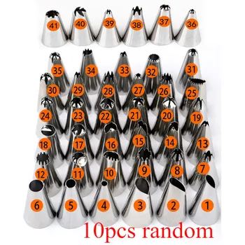 

10 Pcs/Set Cake Piping Nozzles Stainless Steel Pastry Icing Flower Tips Cake Decorating Tools Cream Mouth