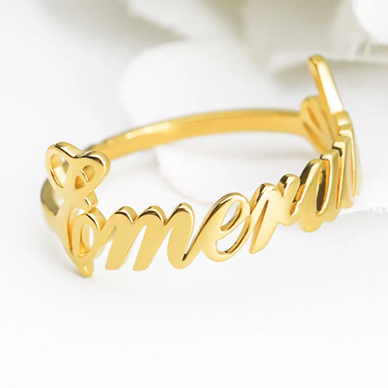 Anillo Personalizado con nombre en inglés, joyería de nombre, colgante de acero inoxidable, oro, rosa y plata