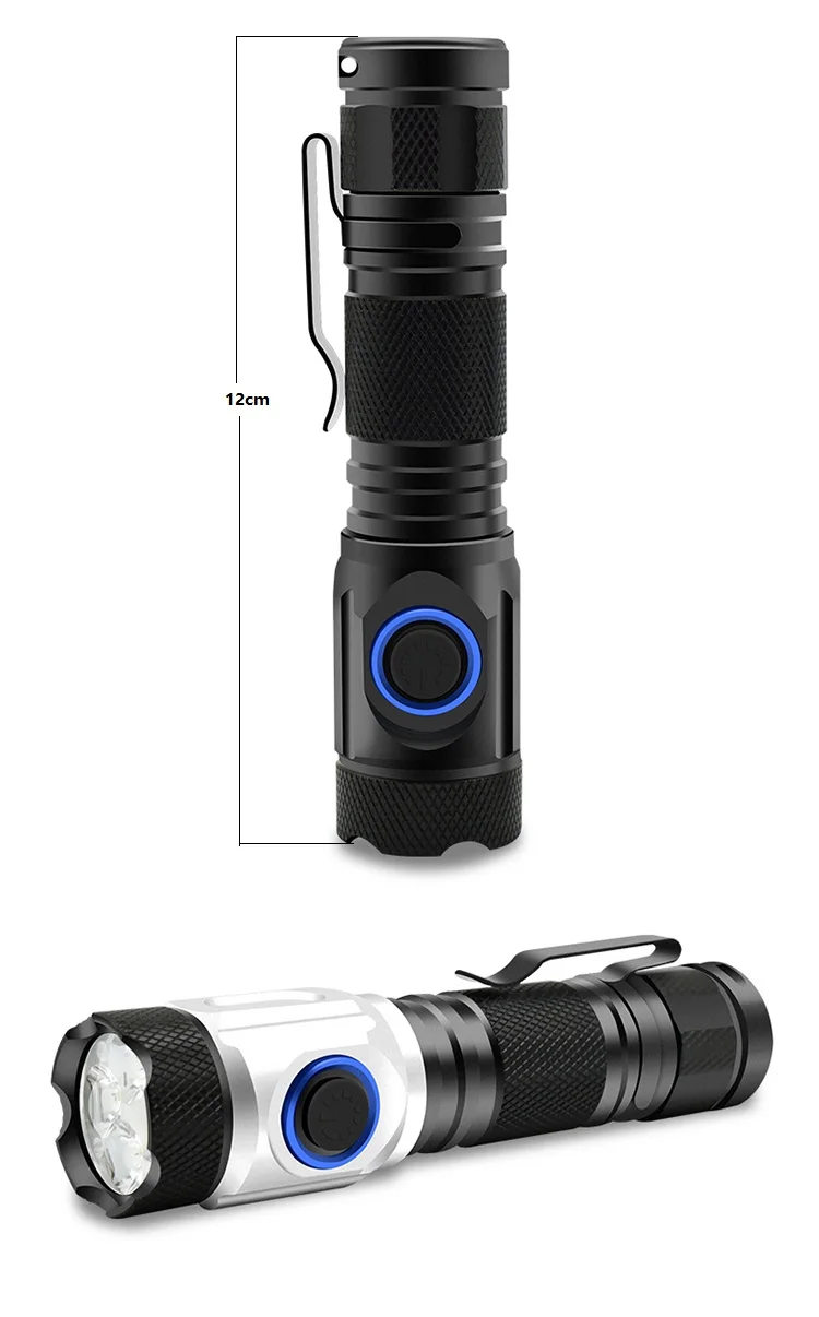 8000lumen most powerful led torch mini flashlight usb cree 4*XPG LED tactical waterproof rechargeable 18350/18650 battery light