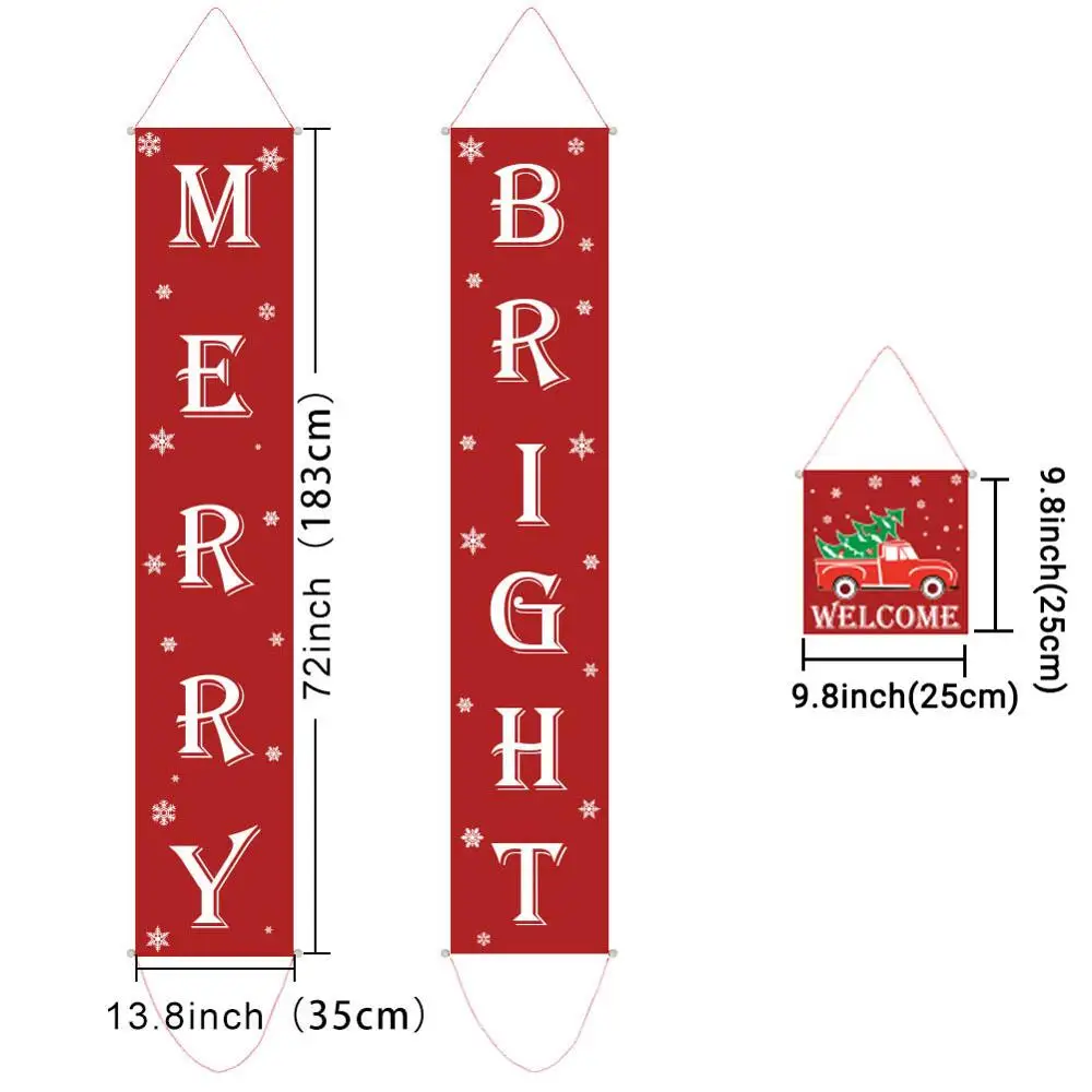 Door Banner Теплый рождественский дверной баннер, висящий на крыльце, Рождественский баннер из мешковины, рождественские украшения для дома, рождественские украшения - Цвет: Door Banner