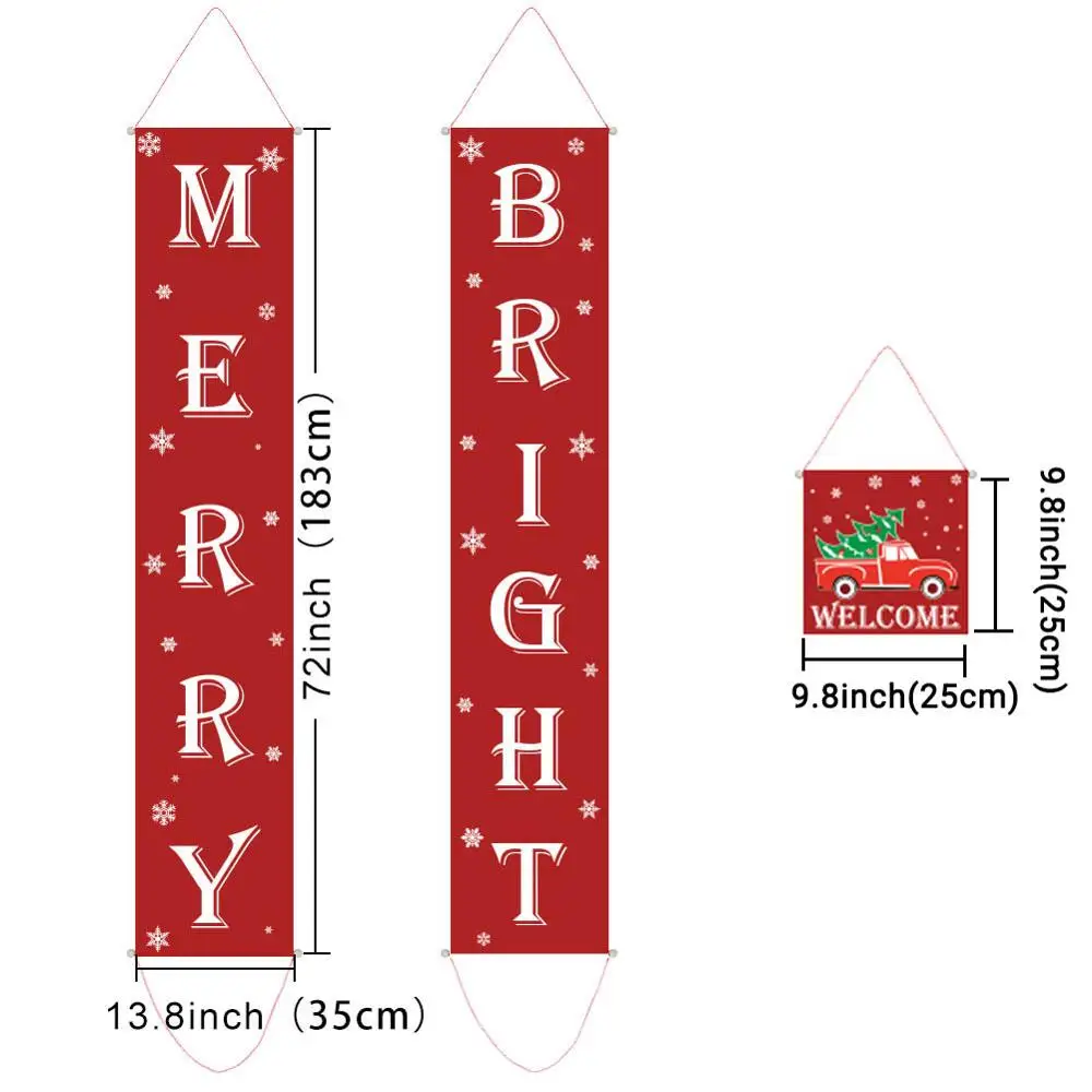 Теплый рождественский дверной баннер, висящий на крыльце, Рождественский баннер из мешковины, рождественские украшения для дома, рождественские украшения - Цвет: Door Banner