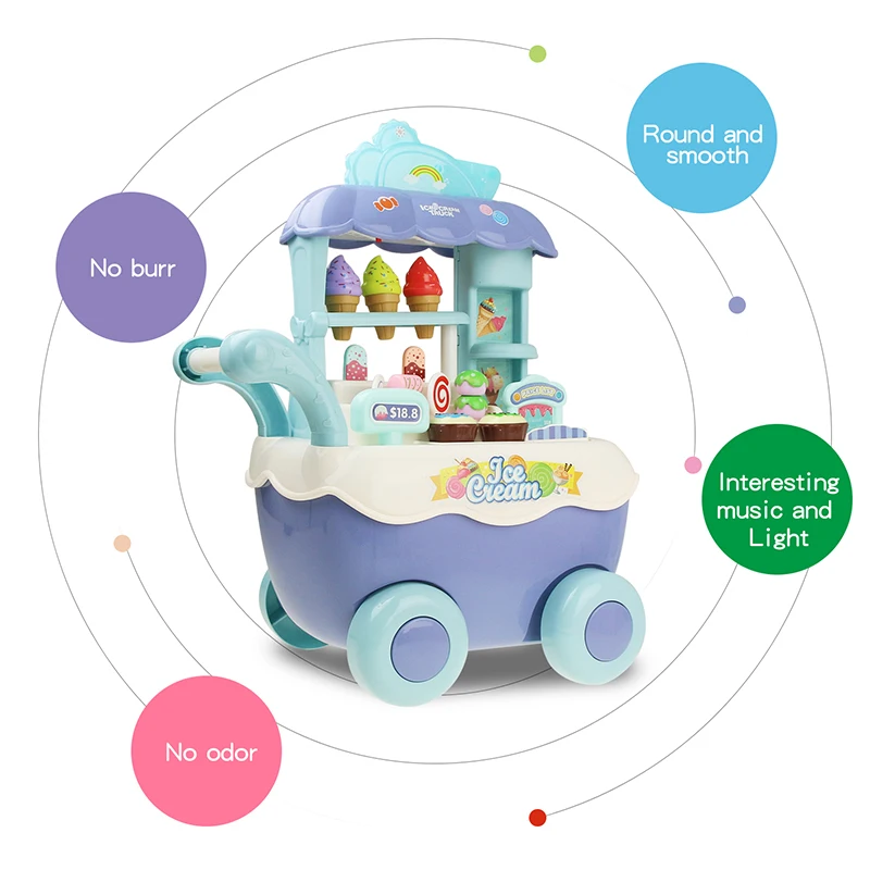 Милая Детская мини-тележка для мороженого, игрушечная тележка для магазина, игрушечная игрушка с светильник и музыкальным подарком для девочек