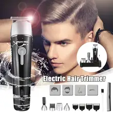 Электрическая машинка для стрижки волос с европейской вилкой, перезаряжаемая машинка для стрижки волос, 5 режущих головок, 4 концевых гребня, бритвенная головка, обрезка носа