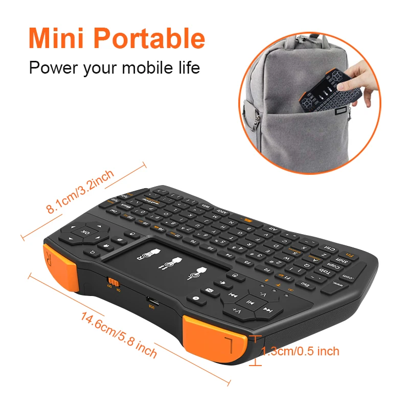 Miniteclado inalámbrico i8 Plus, sin retroiluminación, 2,4 GHz, con Touchpad, inglés, ruso, Air Mouse, Control remoto, para Android, decodificador, PC - Imagen 5
