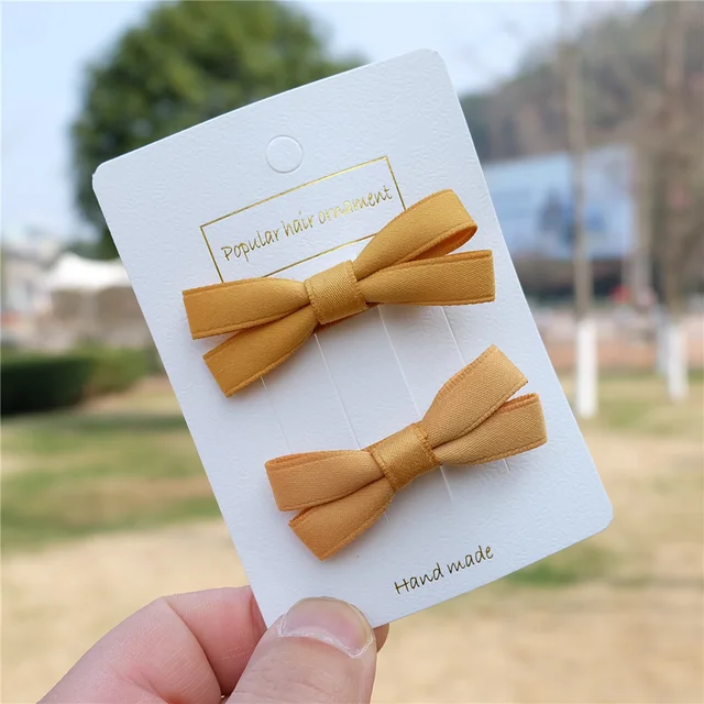 2Pcs/Set Hair Bow Clips For Girls Baby Kawii Barrettes Cute Haar Accessoires Kids Colored Ribbon Hairpins Children Hairgrip Hot 8