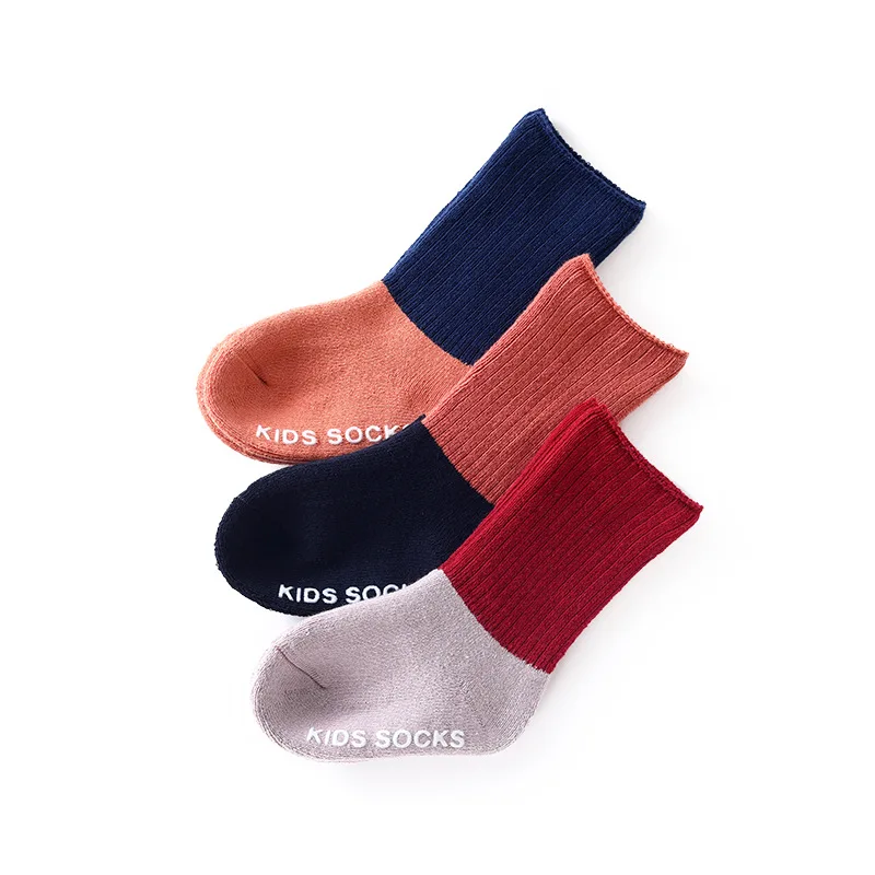 Hylidge/носки Bebe, полосатые свободные носки для новорожденных, плотные махровые носки, силиконовые Нескользящие носки-тапочки, детские длинные носки, 3 пары