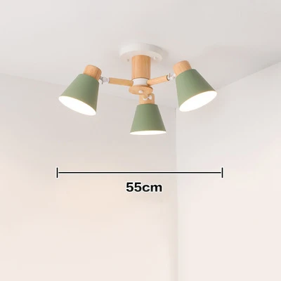 Nordic modern solid wood living room E27 bulb ceiling lamp bedroom chandelier lamp hotel restaurant modern lamp villa lighting long chandelier Chandeliers