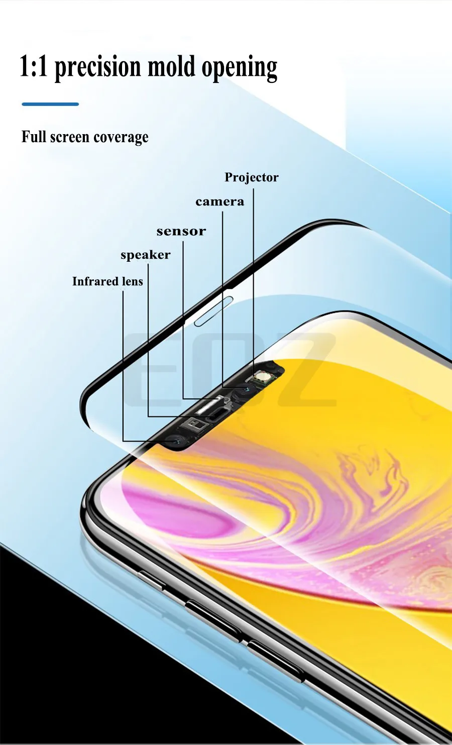 999D Full Cover Protective Glass For iPhone X 11 Pro XS Max Tempered Screen Protector For iPhone 7 6s 6 8 Plus Boundless Glass