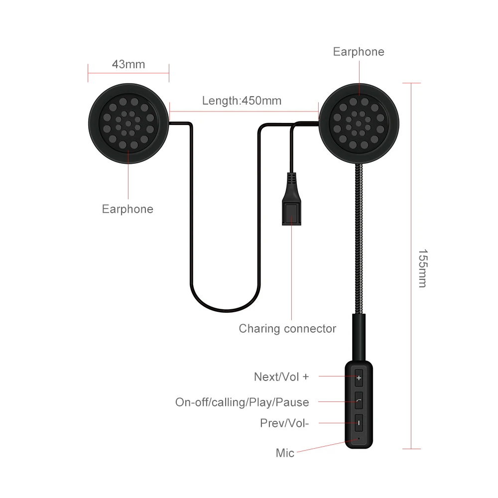 AOSHIKE, новинка, Лидер продаж, Bluetooth 4,1+ EDR, анти-помехи для мотоциклетного шлема, для езды на руках, HD звук, телефонный звонок, бесплатные наушники