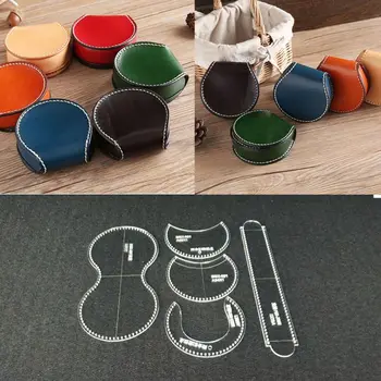 

Small Bag Clear Acrylic Wallet Pattern Stencil Template Drawings Set Horseshoe Shape Bag Leather Hand Craft DIY Tools